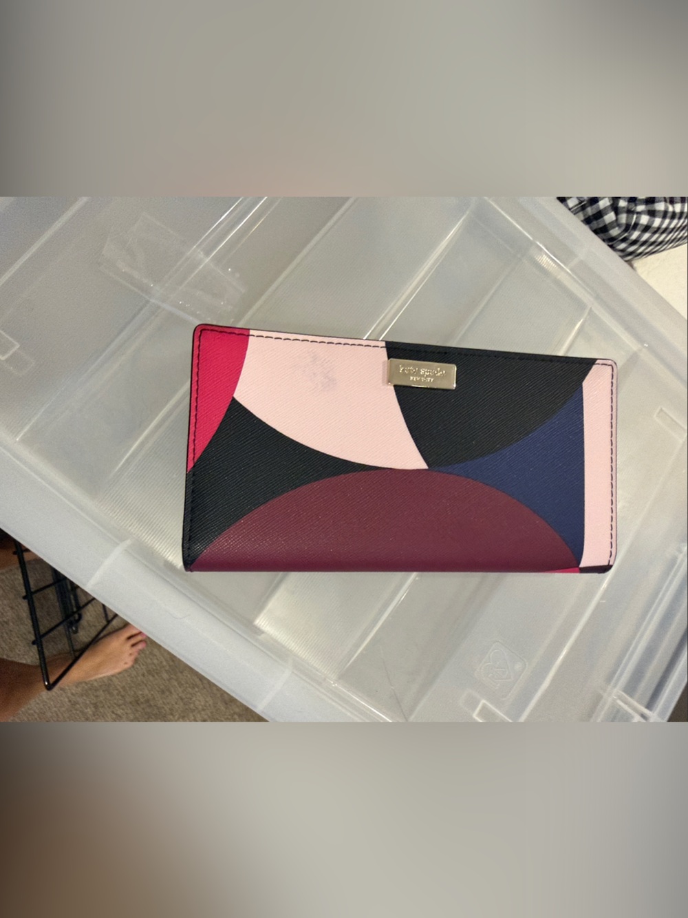 kate spade Colorblock Long Wallet - Pink, Navy & Burgundy